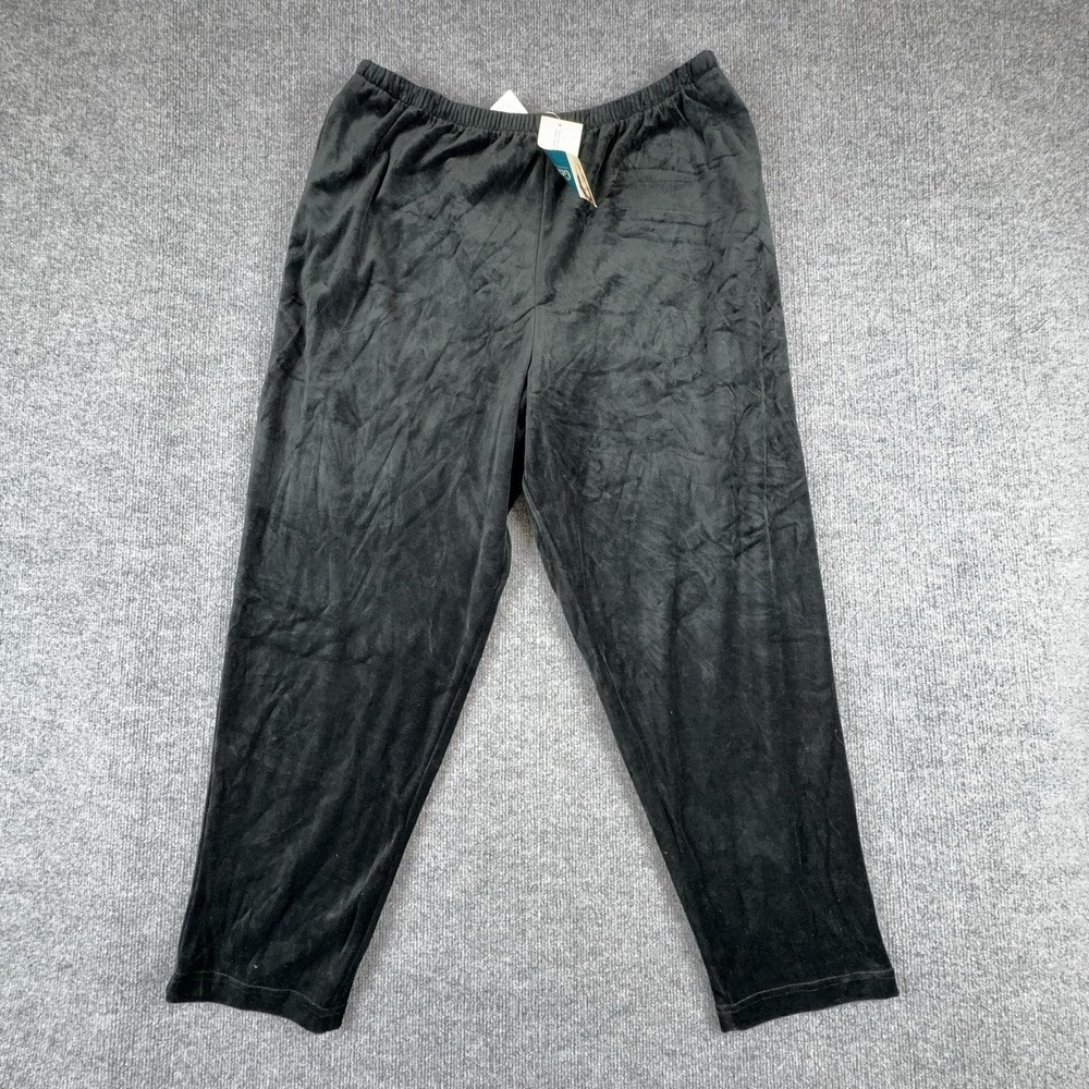Graver Studio Pants Womens 2X Black Velour Sweatpants Elastic Waist Pull On